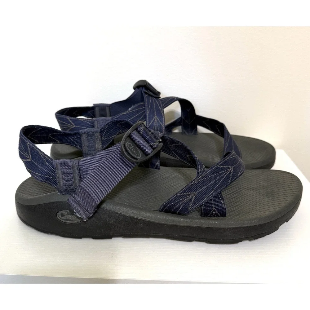 Chaco blue black Strap Sandals Men’s 13 hiking comfort camping CHACO Sandals Mens 13 STRAPPY Vibram Black Hiking Slingback  main image 4
